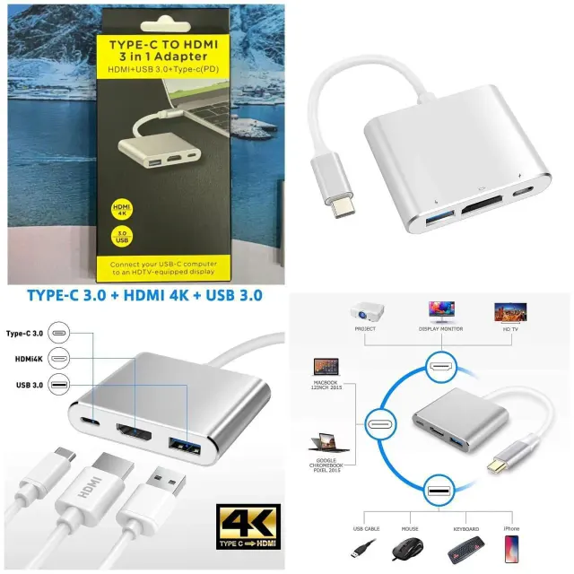 Typ c to HDMI 3 in 1 adapter